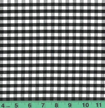 1/4" Black Checkered Yarn Dyed Poly Cotton Fabric