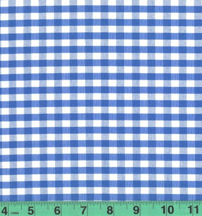 1/4" Blue Checkered Yarn Dyed Poly Cotton Fabric
