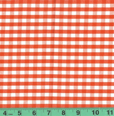 1/4" Orange Checkered Yarn Dyed Poly Cotton Fabric