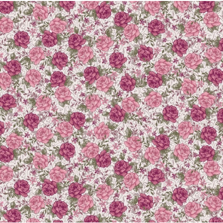 Blush Rose Pattern Poly Cotton Fabric