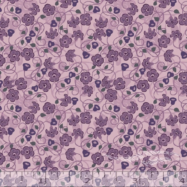 Mauve Floral Poly Cotton Fabric - LF0038
