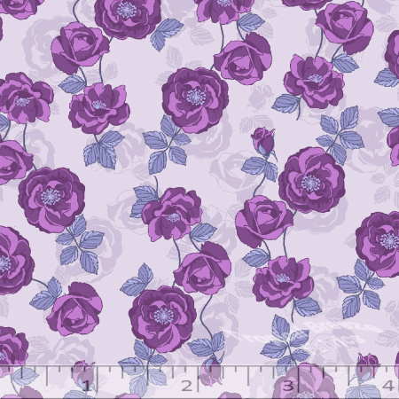 Grape Rose Print Poly Cotton Fabric