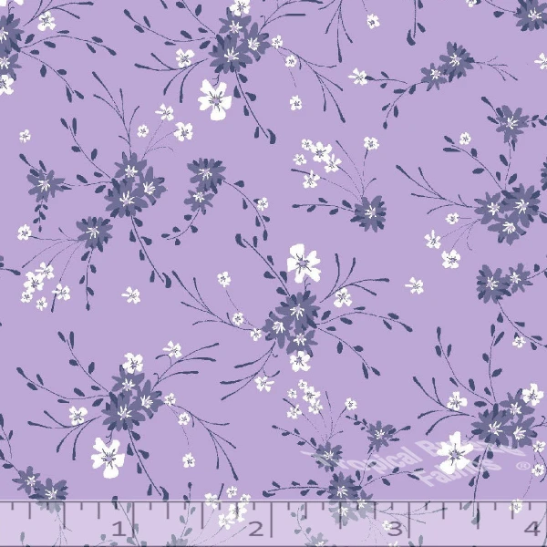 Lilac Fine Floral Poly Cotton Dress Fabric - LF0046