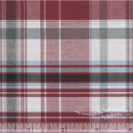Bold Ruby Red Plaid Yarn Dyed Poly Cotton Fabric