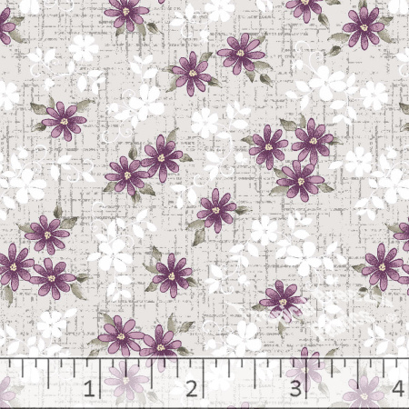 Beige Floral Poly Cotton Fabric