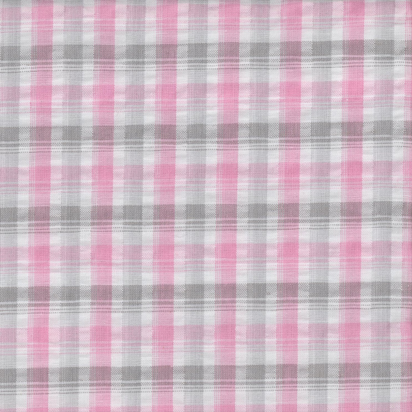 Light Pink Plaid Seersucker Fabric - LF0413