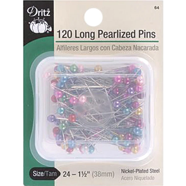 Dritz Long Pearlized Pins Colorful Heads - 120 pack