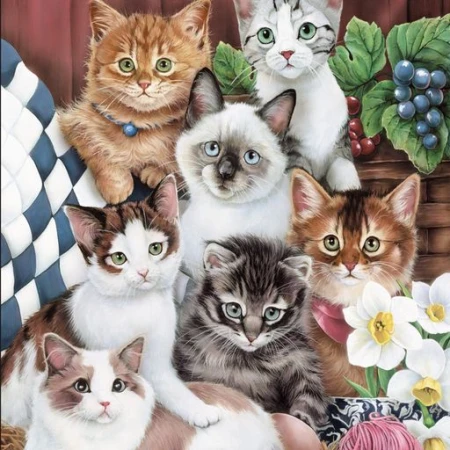 Cuddly Kittens Panel (35.5"x44") Quilting Cotton Fabric