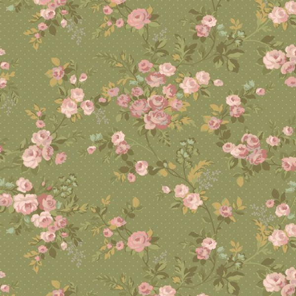 Marcus Fabrics First Blush Rose Vines Quilting Cotton Fabric- Green