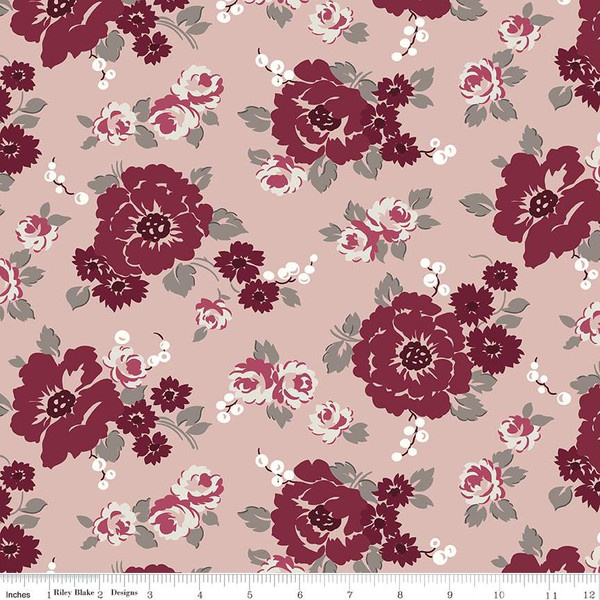 Riley Blake Heartfelt Floral Rose Quilting Cotton Fabric- Rose