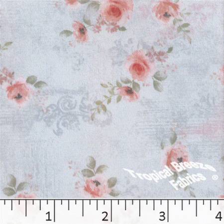 Peach Roses Oxford Polyester Fabric