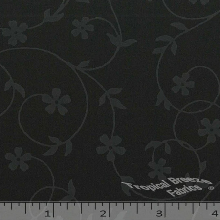 Black Embossed Swirls Tone-on-Tone Polyester Fabric
