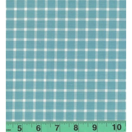 Aqua Plaid Poly Cotton Fabric