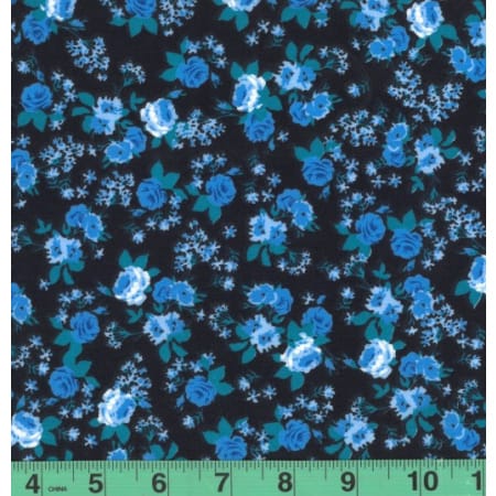 Arabesque Navy Roses Easycare Poly Cotton Fabric