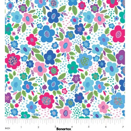 Benartex Cheeto's World Posies Quilting Cotton Fabric- Sky