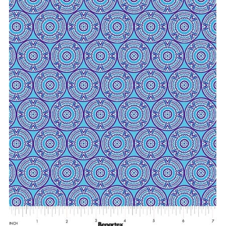 Benartex Cheeto's World Medallions Quilting Cotton Fabric- Blue