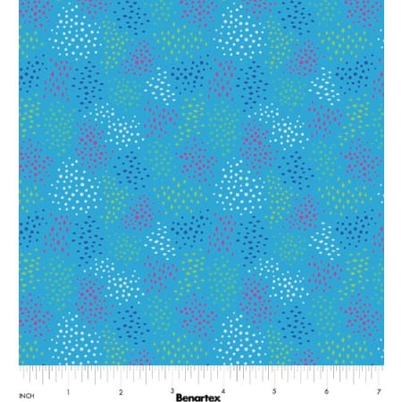 Benartex Cheeto's World Ditsy Dots Quilting Cotton Fabric- Teal