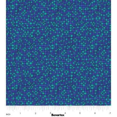 Benartex Cheeto's World Teensy Checks Quilting Cotton Fabric- Blue